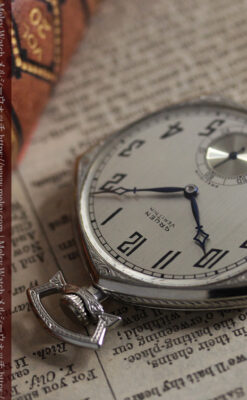 白銀色の五角形 グリュエンのアンティーク懐中時計 【1930年頃】-P2311-2