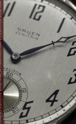 白銀色の五角形 グリュエンのアンティーク懐中時計 【1930年頃】-P2311-22