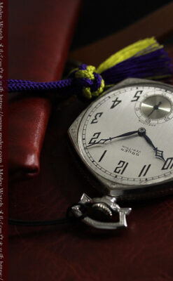 白銀色の五角形 グリュエンのアンティーク懐中時計 【1930年頃】-P2311-8