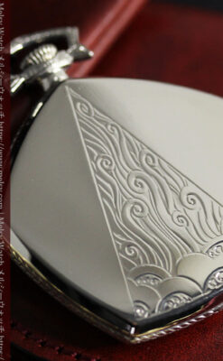 白銀色の五角形 グリュエンのアンティーク懐中時計 【1930年頃】-P2311-9