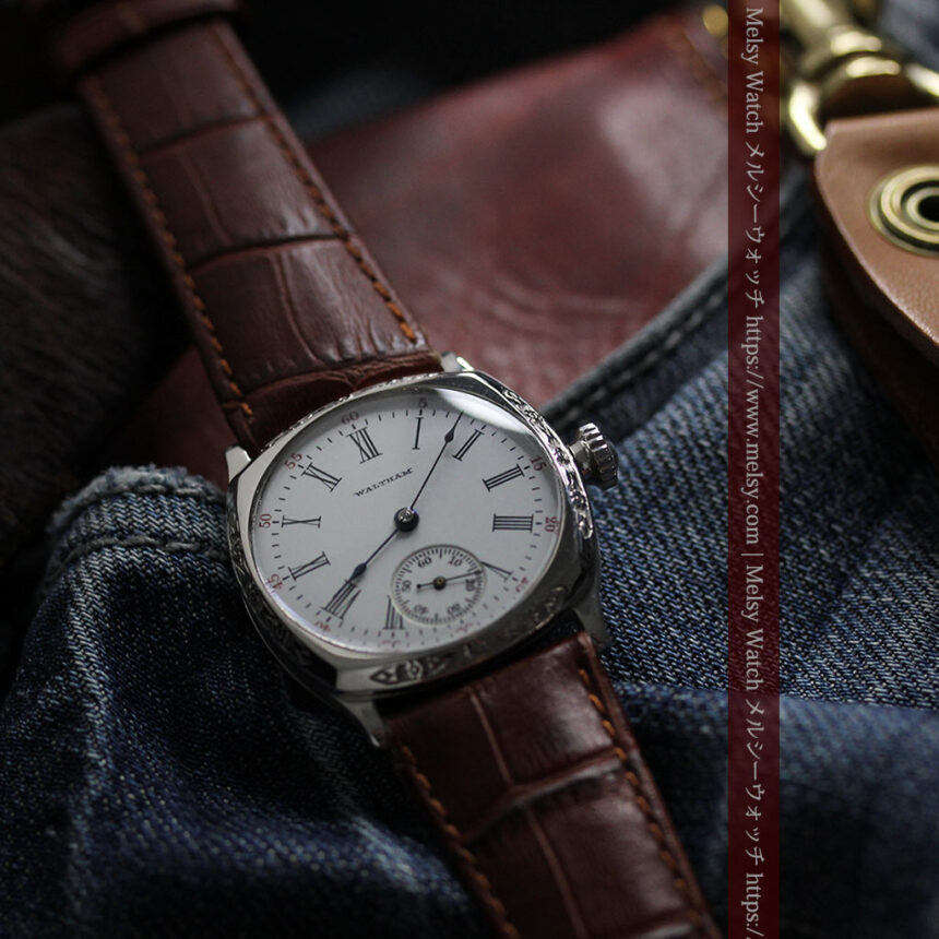 ウォルサム アンティーク腕時計 装飾入りクッション型 【1907年頃】-W1541-1