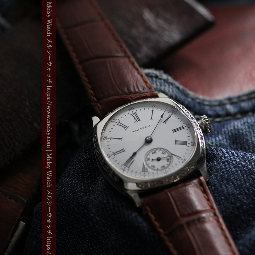 ウォルサム アンティーク腕時計 装飾入りクッション型 【1907年頃】-W1541-7