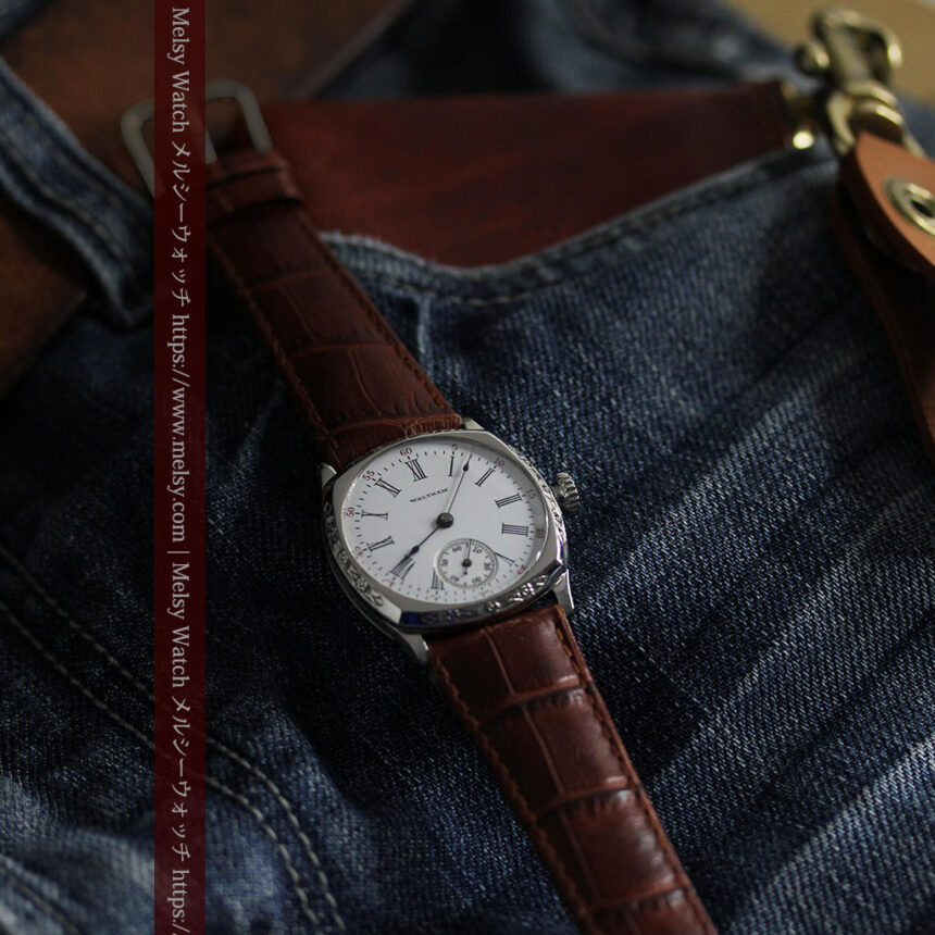 ウォルサム アンティーク腕時計 装飾入りクッション型 【1907年頃】-W1541-8