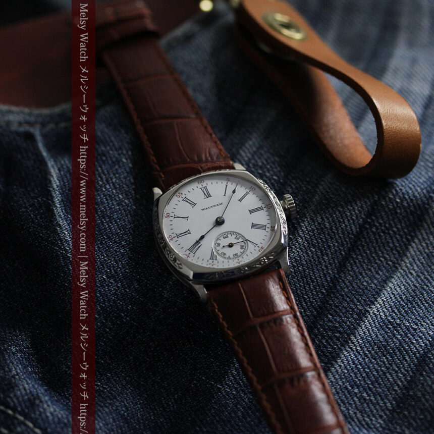 ウォルサム アンティーク腕時計 装飾入りクッション型 【1907年頃】-W1541-9