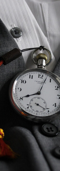 英国ベンソン 渋さが光る銀無垢アンティーク懐中時計 【1937年頃】-P2312-1