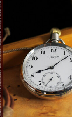 英国ベンソン 渋さが光る銀無垢アンティーク懐中時計 【1937年頃】-P2312-10