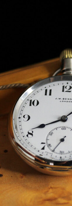 英国ベンソン 渋さが光る銀無垢アンティーク懐中時計 【1937年頃】-P2312-10