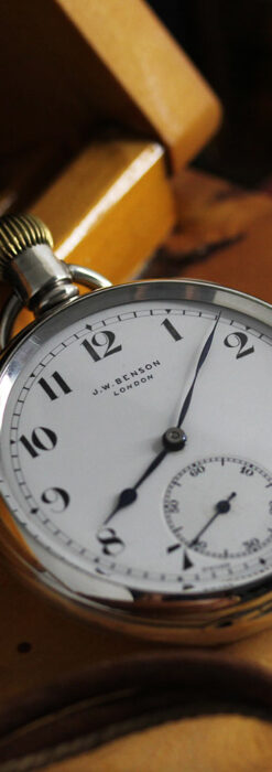 英国ベンソン 渋さが光る銀無垢アンティーク懐中時計 【1937年頃】-P2312-11