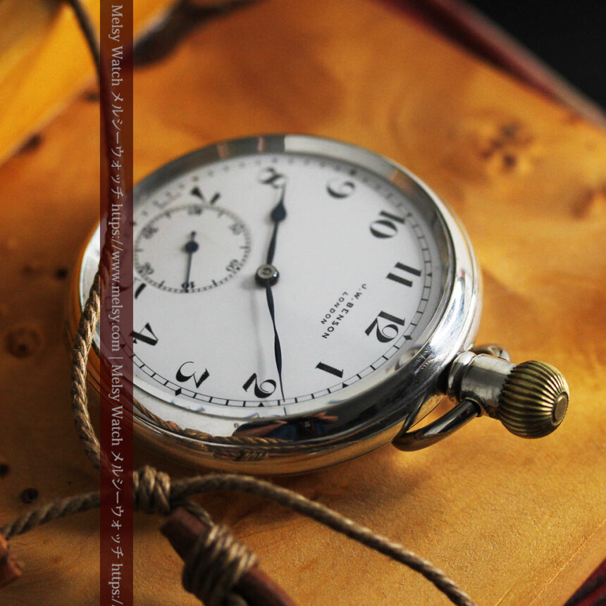 英国ベンソン 渋さが光る銀無垢アンティーク懐中時計 【1937年頃】-P2312-13