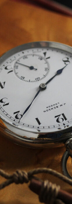 英国ベンソン 渋さが光る銀無垢アンティーク懐中時計 【1937年頃】-P2312-14