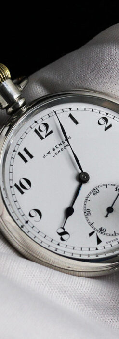 英国ベンソン 渋さが光る銀無垢アンティーク懐中時計 【1937年頃】-P2312-15