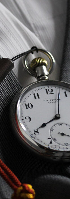 英国ベンソン 渋さが光る銀無垢アンティーク懐中時計 【1937年頃】-P2312-2