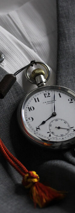 英国ベンソン 渋さが光る銀無垢アンティーク懐中時計 【1937年頃】-P2312-3