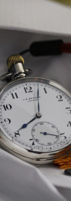 英国ベンソン 渋さが光る銀無垢アンティーク懐中時計 【1937年頃】-P2312-7
