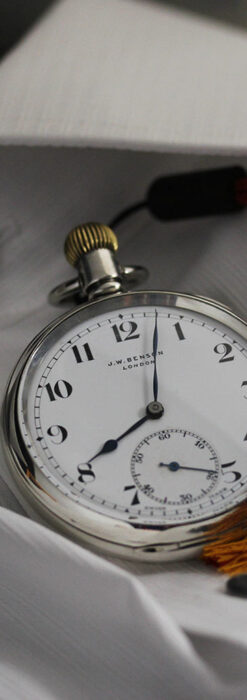 英国ベンソン 渋さが光る銀無垢アンティーク懐中時計 【1937年頃】-P2312-8