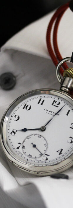 英国ベンソン 渋さが光る銀無垢アンティーク懐中時計 【1937年頃】-P2312-9