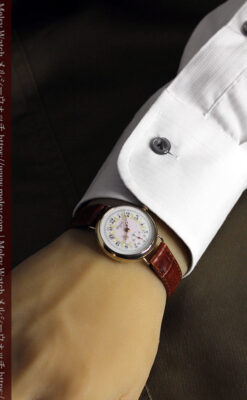 エルジン アンティーク腕時計 淡い桃色と金の文字盤 【1904年頃】-W1542-19