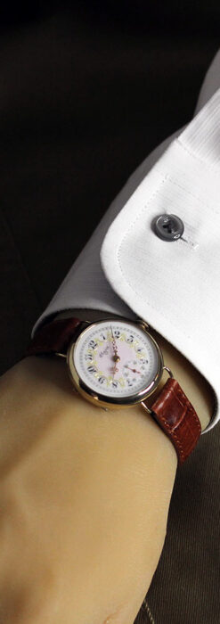 エルジン アンティーク腕時計 淡い桃色と金の文字盤 【1904年頃】-W1542-19