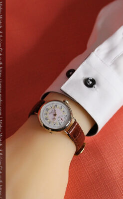 エルジン アンティーク腕時計 淡い桃色と金の文字盤 【1904年頃】-W1542-21