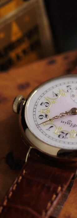 エルジン アンティーク腕時計 淡い桃色と金の文字盤 【1904年頃】-W1542-4