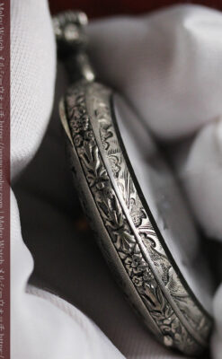 シーマ 趣きある力強い彫りの銀無垢アンティーク懐中時計 【1920年頃】-P2313-10