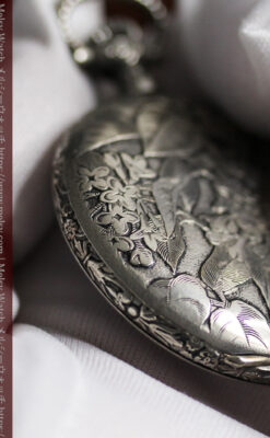 シーマ 趣きある力強い彫りの銀無垢アンティーク懐中時計 【1920年頃】-P2313-11