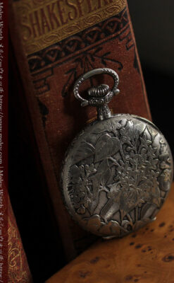 シーマ 趣きある力強い彫りの銀無垢アンティーク懐中時計 【1920年頃】-P2313-12