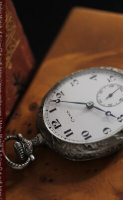 シーマ 趣きある力強い彫りの銀無垢アンティーク懐中時計 【1920年頃】-P2313-15