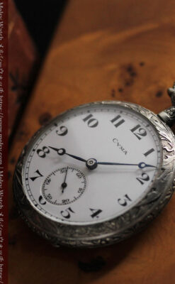 シーマ 趣きある力強い彫りの銀無垢アンティーク懐中時計 【1920年頃】-P2313-17