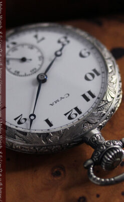 シーマ 趣きある力強い彫りの銀無垢アンティーク懐中時計 【1920年頃】-P2313-18