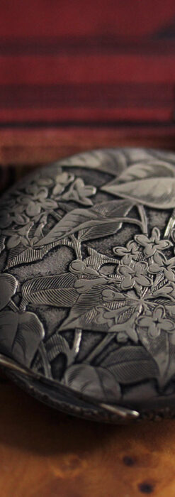 シーマ 趣きある力強い彫りの銀無垢アンティーク懐中時計 【1920年頃】-P2313-2