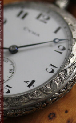 シーマ 趣きある力強い彫りの銀無垢アンティーク懐中時計 【1920年頃】-P2313-20