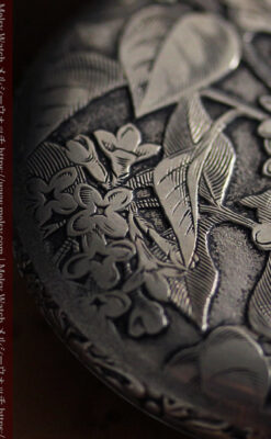 シーマ 趣きある力強い彫りの銀無垢アンティーク懐中時計 【1920年頃】-P2313-3