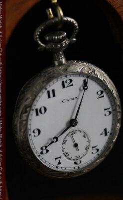 シーマ 趣きある力強い彫りの銀無垢アンティーク懐中時計 【1920年頃】-P2313-5