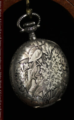 シーマ 趣きある力強い彫りの銀無垢アンティーク懐中時計 【1920年頃】-P2313-6