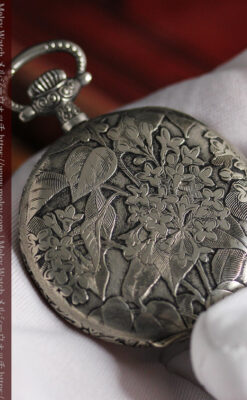 シーマ 趣きある力強い彫りの銀無垢アンティーク懐中時計 【1920年頃】-P2313-8