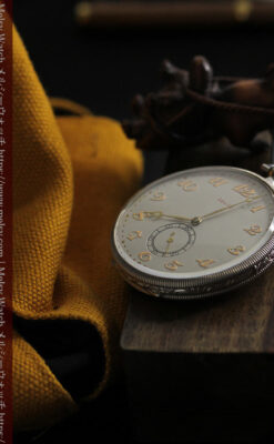 品のある幾何学模様 ゼニスの銀無垢懐中時計 【1914年頃】-P2314-13