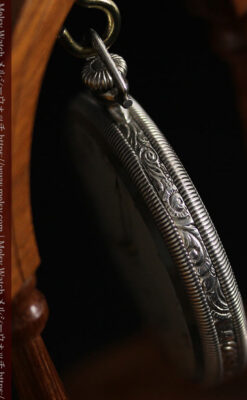 品のある幾何学模様 ゼニスの銀無垢懐中時計 【1914年頃】-P2314-18