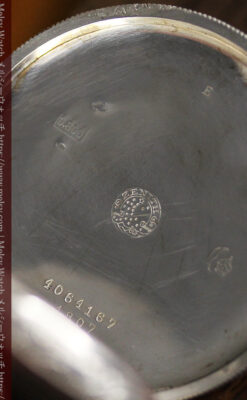 品のある幾何学模様 ゼニスの銀無垢懐中時計 【1914年頃】-P2314-19