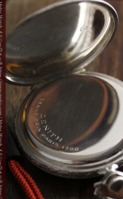 品のある幾何学模様 ゼニスの銀無垢懐中時計 【1914年頃】-P2314-20