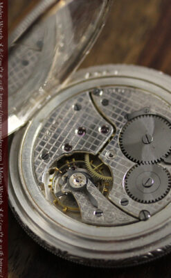 品のある幾何学模様 ゼニスの銀無垢懐中時計 【1914年頃】-P2314-22