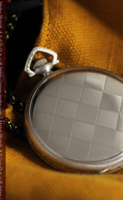 品のある幾何学模様 ゼニスの銀無垢懐中時計 【1914年頃】-P2314-3