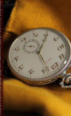 品のある幾何学模様 ゼニスの銀無垢懐中時計 【1914年頃】-P2314-6