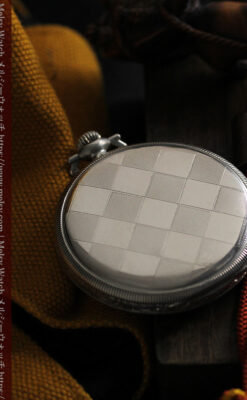 品のある幾何学模様 ゼニスの銀無垢懐中時計 【1914年頃】-P2314-7