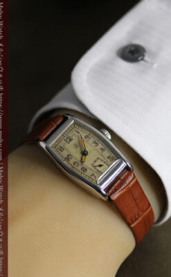 ユンハンス 縦長トノー型のアンティーク腕時計 【1950年頃】-W1543-19