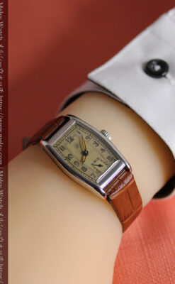 ユンハンス 縦長トノー型のアンティーク腕時計 【1950年頃】-W1543-21