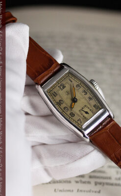 ユンハンス 縦長トノー型のアンティーク腕時計 【1950年頃】-W1543-6