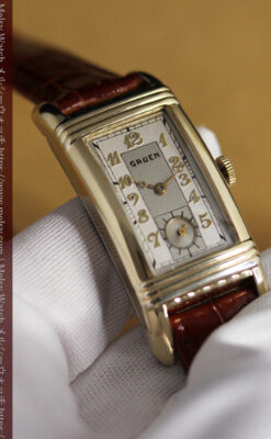 グリュエン アンティーク腕時計 上品なカーブ 【1937年頃】-W1544-12