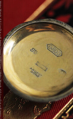 青いエナメル 銀無垢アンティーク懐中時計 【1890年頃】-p2316-16