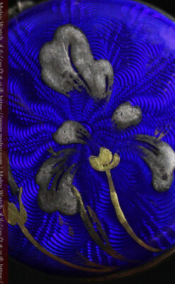 青いエナメル 銀無垢アンティーク懐中時計 【1890年頃】-p2316-3